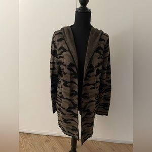 Rachel Zoe Camouflage Cardigan Sweater with hood and pockets